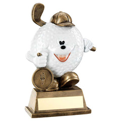 BRZ/WHITE COMEDY GOLF BALL FIGURE WITH PLATE (1in CENTRE) - 5.75in - Optimum Teamwear