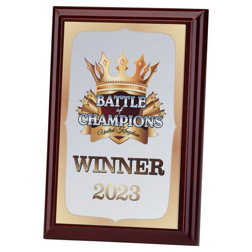 ROSEWOOD PLAQUE WITH WHITE SUBLIMATION FRONT (PORTRAIT) - 4 x 6in - Optimum Teamwear