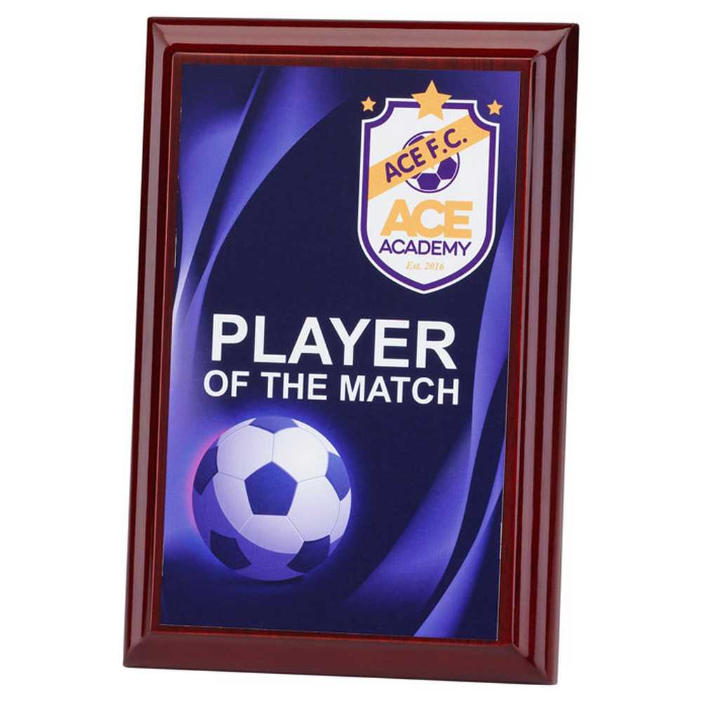 ROSEWOOD PLAQUE WITH WHITE SUBLIMATION FRONT (PORTRAIT) - 4 x 6in - Optimum Teamwear