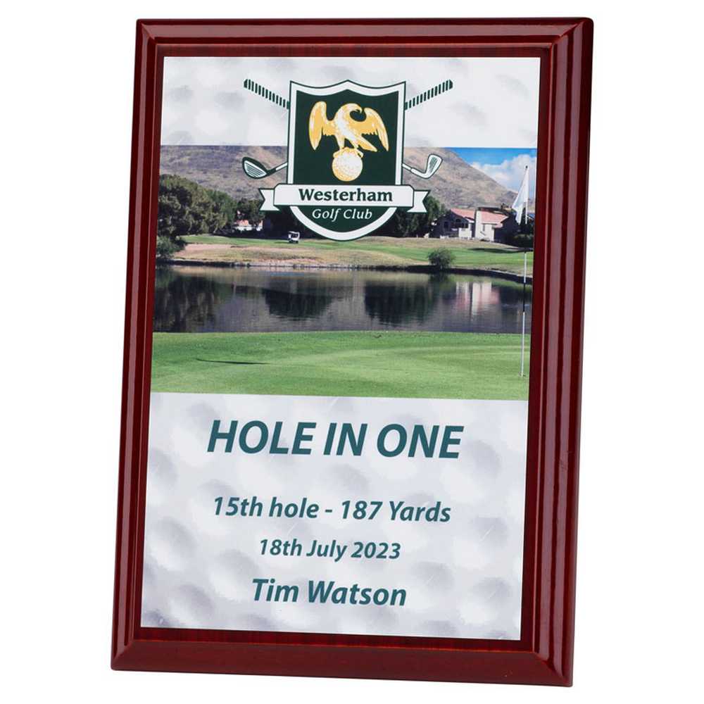 ROSEWOOD PLAQUE WITH WHITE SUBLIMATION FRONT (PORTRAIT) - 5 x 7in - Optimum Teamwear