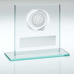 JADE/SILVER GLASS WITH DARTS INSERT AND PLATE - 3.25in - Optimum Teamwear