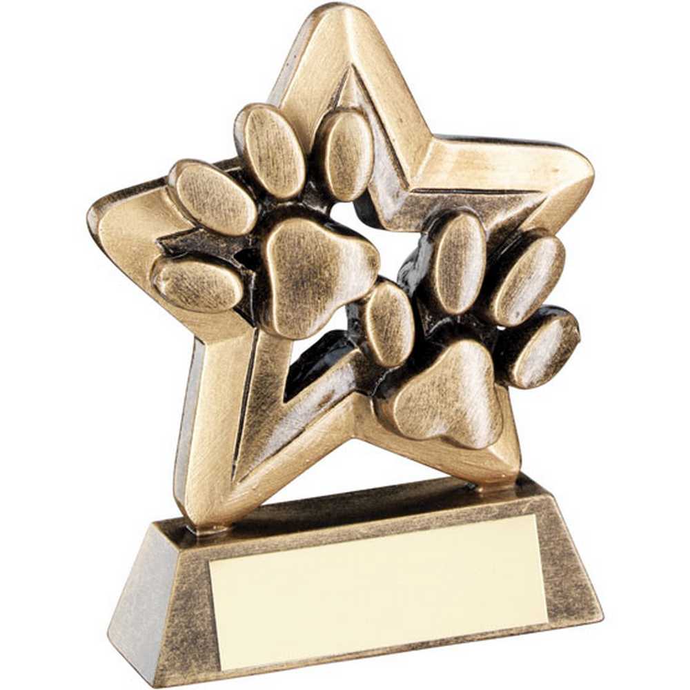 BRZ/GOLD DOG PAWS WITH PLATE MINI STAR WITH PLATE - 3.75in - Optimum Teamwear