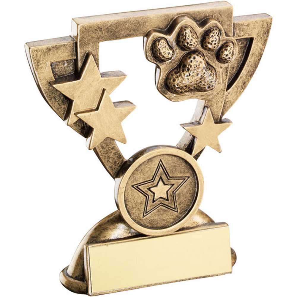 BRZ/GOLD DOG PAW MINI CUP WITH PLATE (1in CENTRE) - 3.75in - Optimum Teamwear
