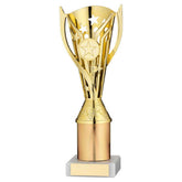 GOLD PLASTIC 'FLASH' CUP ASSEMBLED ON MARBLE (1in CEN) - 9in - Optimum Teamwear