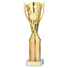 GOLD PLASTIC 'FLASH' CUP ASSEMBLED ON MARBLE (1in CEN) - 10in