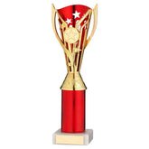 GOLD/RED PLASTIC 'FLASH' CUP ASSEMBLED ON MARBLE (1in CEN) - 10in - Optimum Teamwear