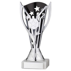 SILVER/BLACK PLASTIC 'FLASH' CUP ASSEMBLED ON MARBLE (1in CEN) - 7in