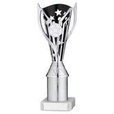 SILVER/BLACK PLASTIC 'FLASH' CUP ASSEMBLED ON MARBLE (1in CEN) - 9in - Optimum Teamwear