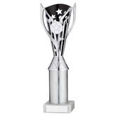 SILVER/BLACK PLASTIC 'FLASH' CUP ASSEMBLED ON MARBLE (1in CEN) - 10in - Optimum Teamwear