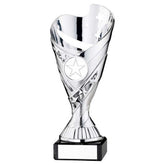 SILVER PLASTIC 'SABRE' CUP ON BLACK MARBLE ASSEMBLED TROPHY (1" CEN) - 6.75in - Optimum Teamwear