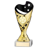 GOLD/BLACK PLASTIC 'SABRE' CUP ASSEMBLED ON MARBLE (1in CEN) - 7in - Optimum Teamwear
