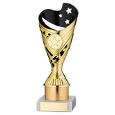GOLD/BLACK PLASTIC 'SABRE' CUP ASSEMBLED ON MARBLE (1in CEN) - 8in - Optimum Teamwear