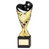 GOLD/BLK PLASTIC 'SABRE' CUP ON BLK MARBLE ASSEMBLED TROPHY (1" CEN) - 8in - Optimum Teamwear