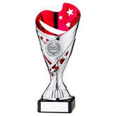 SILVER/PINK PLASTIC 'SABRE' CUP ON BLK MARBLE ASSEMBLED TROPHY (1" CEN) - 6.75in - Optimum Teamwear