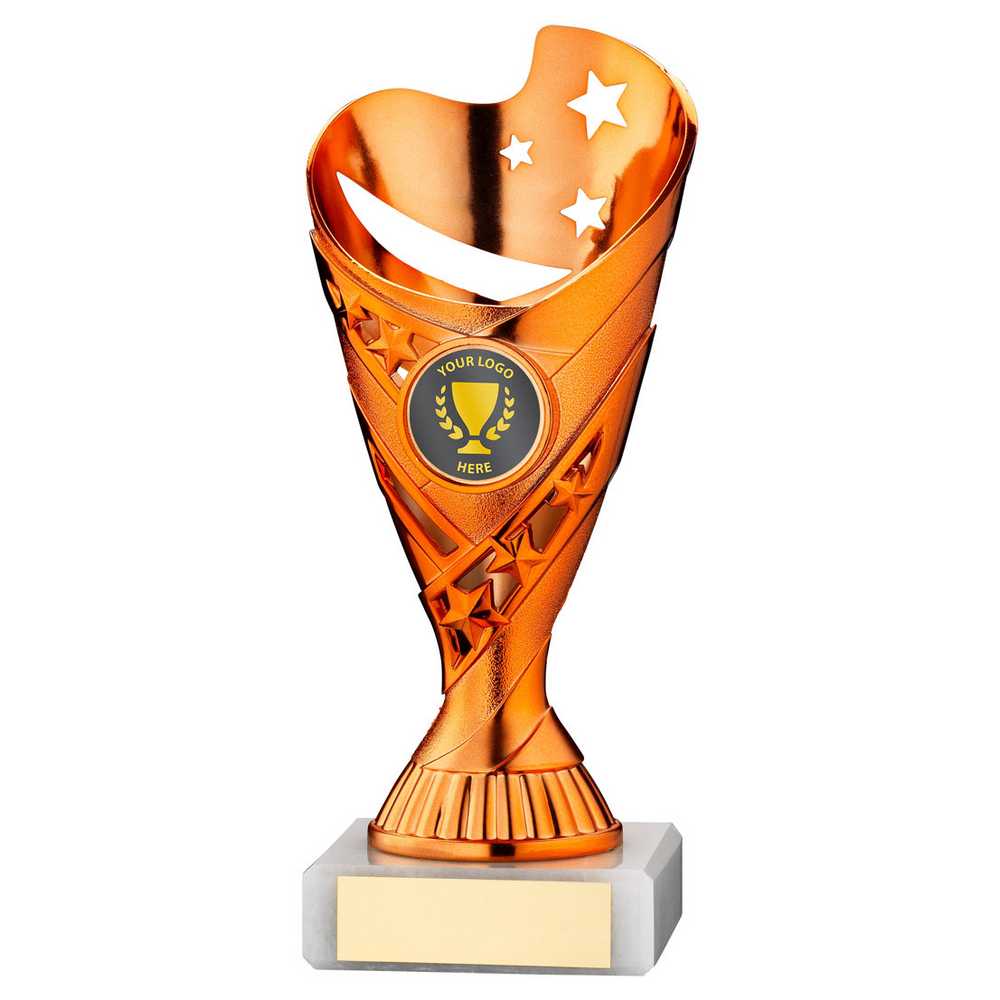 COPPER/WHITE PLASTIC 'SABRE' CUP ASSEMBLED ON MARBLE (1in CEN) - 7in - Optimum Teamwear