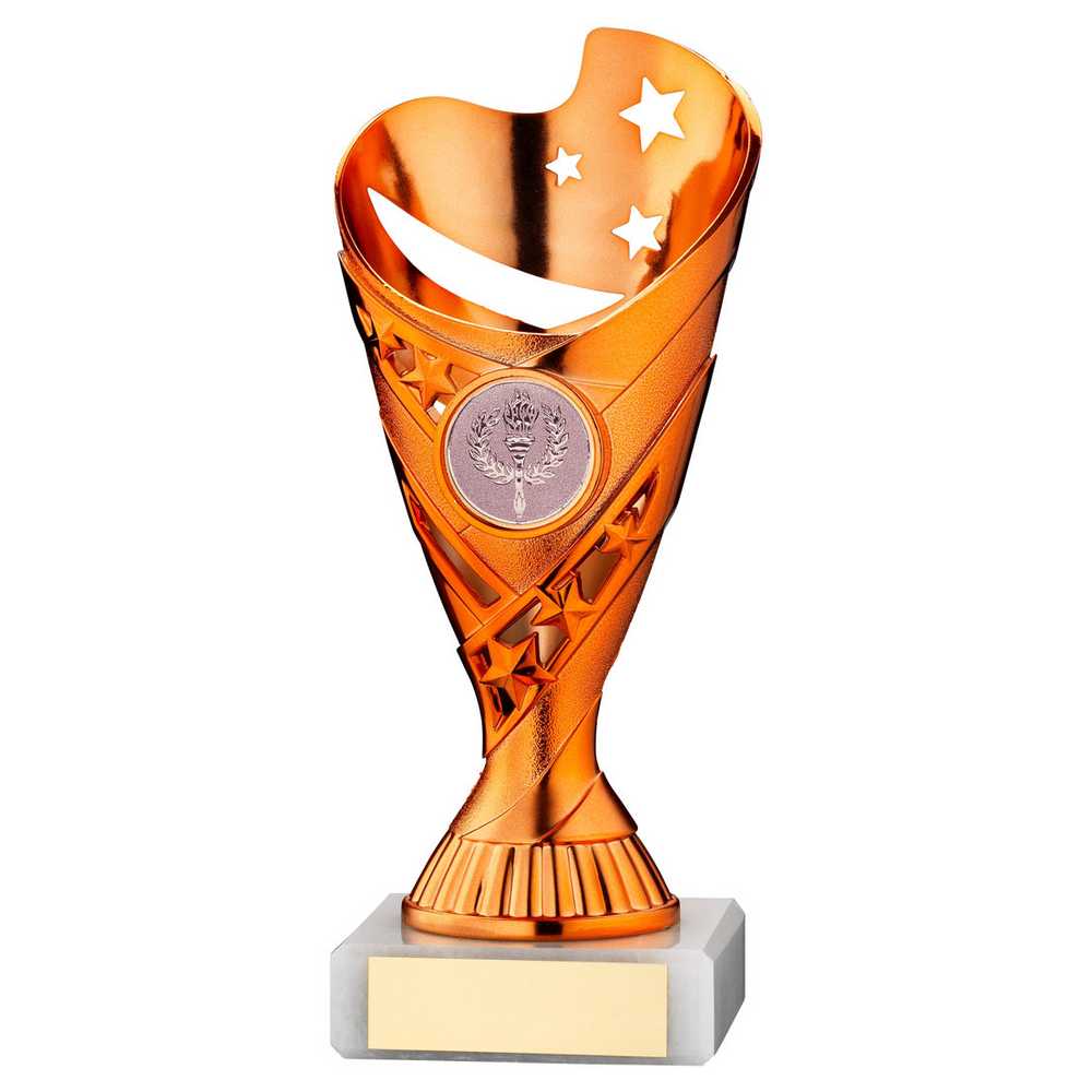COPPER/WHITE PLASTIC 'SABRE' CUP ASSEMBLED ON MARBLE (1in CEN) - 7in - Optimum Teamwear