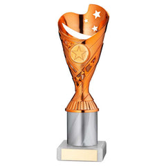 COPPER/WHITE PLASTIC 'SABRE' CUP ASSEMBLED ON MARBLE (1in CEN) - 9in
