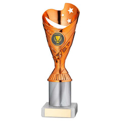 COPPER/WHITE PLASTIC 'SABRE' CUP ASSEMBLED ON MARBLE (1in CEN) - 9in