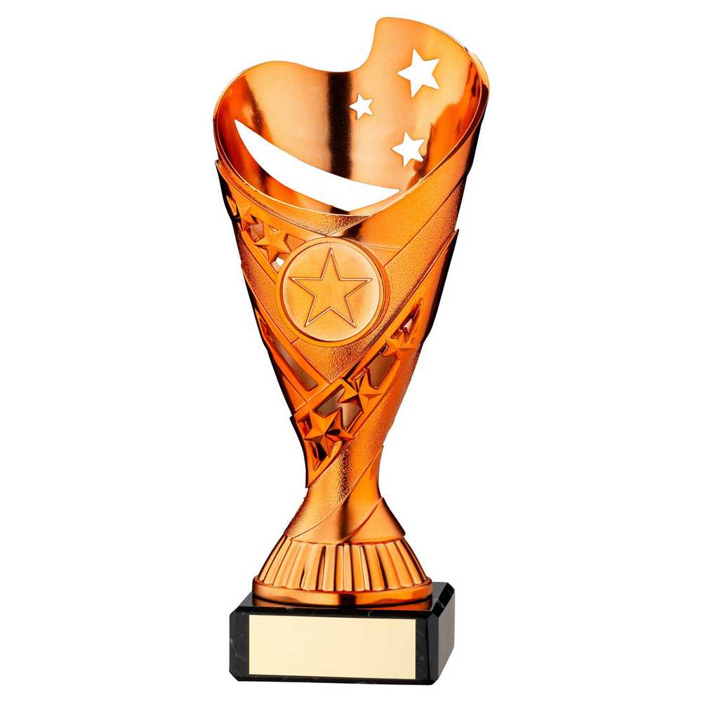COPPER PLASTIC 'SABRE' CUP ON BLACK MARBLE ASSEMBLED TROPHY (1" CEN) - 6.75in - Optimum Teamwear