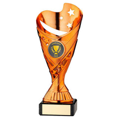 COPPER PLASTIC 'SABRE' CUP ON BLACK MARBLE ASSEMBLED TROPHY (1" CEN) - 6.75in