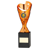 COPPER PLASTIC 'SABRE' CUP ON BLACK MARBLE ASSEMBLED TROPHY (1" CEN) - 9in - Optimum Teamwear