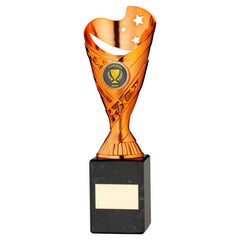 COPPER PLASTIC 'SABRE' CUP ON BLACK MARBLE ASSEMBLED TROPHY (1" CEN) - 9in - Optimum Teamwear