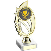 GOLD PLASTIC 'LAUREL' HOLDER ASSEMBLED ON MARBLE (2in CENTRE) - 7in - Optimum Teamwear