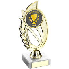 GOLD PLASTIC 'LAUREL' HOLDER ASSEMBLED ON MARBLE (2in CENTRE) - 7in