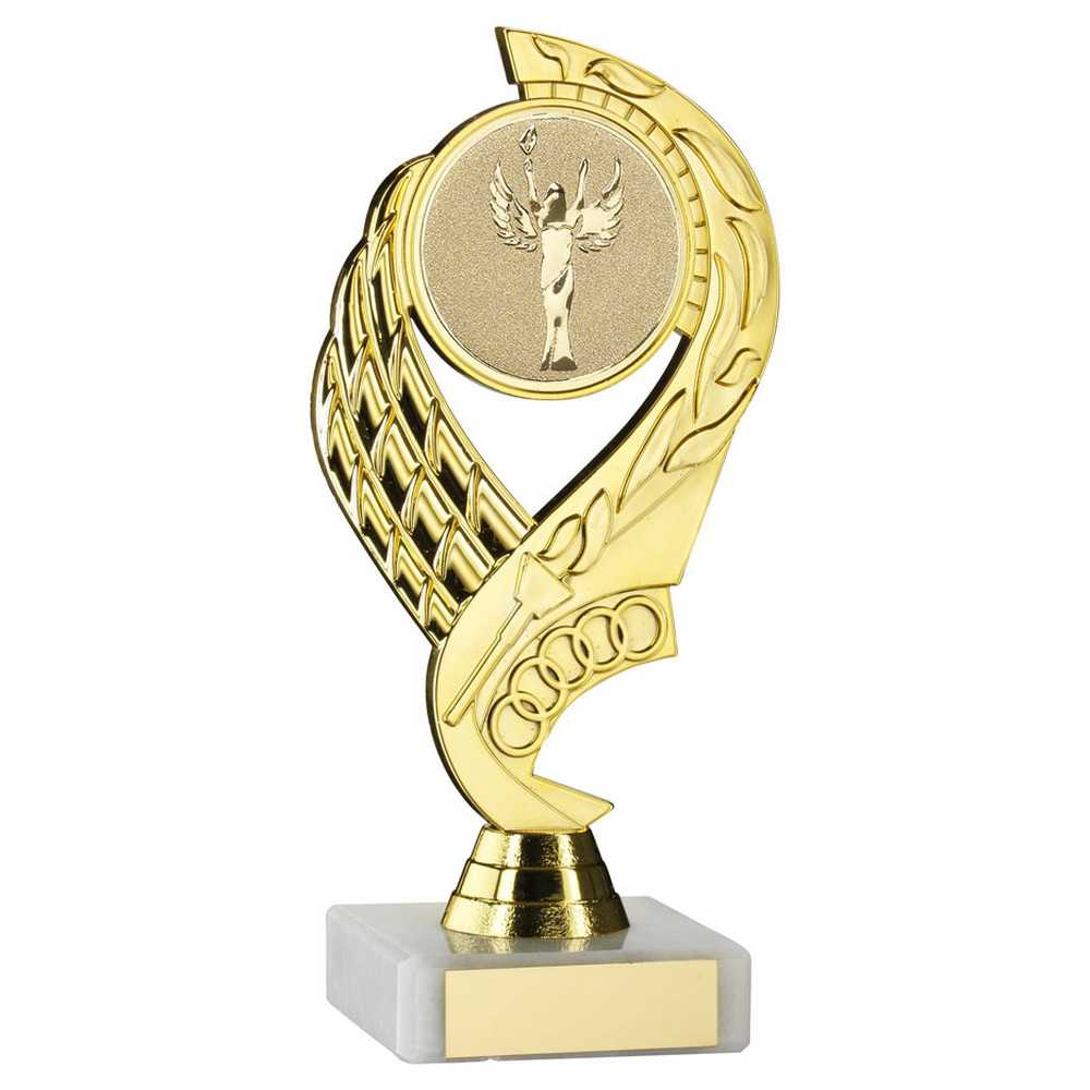 GOLD 'OLYMPIC' HOLDER ASSEMBLED ON MARBLE (2in CENTRE) - 7in - Optimum Teamwear