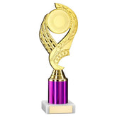 GOLD/PURPLE 'OLYMPIC' HOLDER ASSEMBLED ON MARBLE (2" CEN/2" TUBE) - 9in - Optimum Teamwear