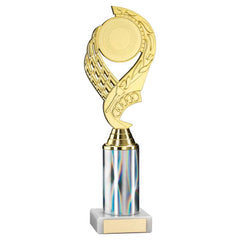 GOLD/SILVER 'OLYMPIC' HOLDER ASSEMBLED ON MARBLE (2" CEN/3" TUBE) - 10in