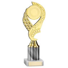 GOLD/WHITE 'OLYMPIC' HOLDER ASSEMBLED ON MARBLE (2" CEN/2" TUBE) - 9in