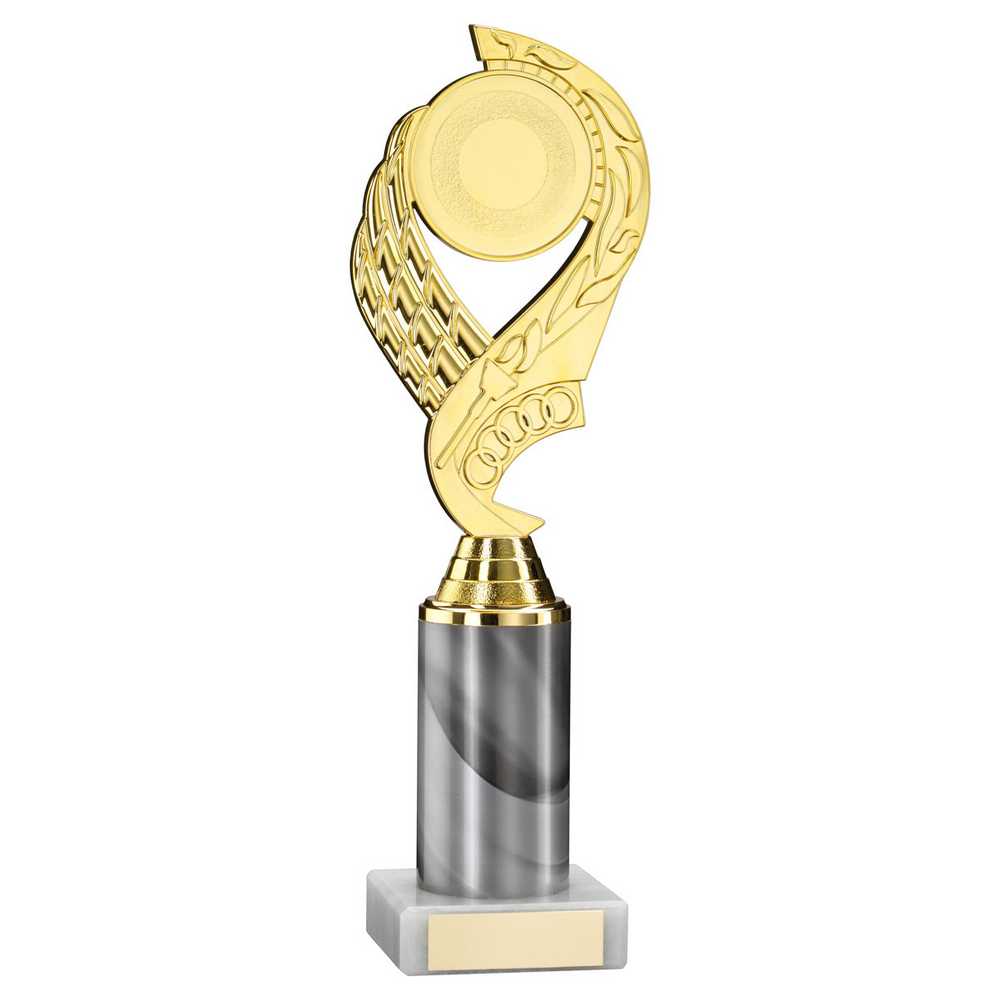 GOLD/WHITE 'OLYMPIC' HOLDER ASSEMBLED ON MARBLE (2" CEN/3" TUBE) - 10in - Optimum Teamwear