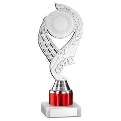 SILVER/RED 'OLYMPIC' HOLDER ASSEMBLED ON MARBLE (2" CEN/1" TUBE) - 8in