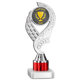 SILVER/RED 'OLYMPIC' HOLDER ASSEMBLED ON MARBLE (2" CEN/1" TUBE) - 8in - Optimum Teamwear