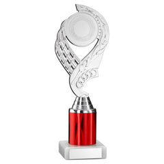 SILVER/RED 'OLYMPIC' HOLDER ASSEMBLED ON MARBLE (2" CEN/2" TUBE) - 9in