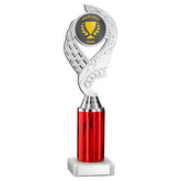 SILVER/RED 'OLYMPIC' HOLDER ASSEMBLED ON MARBLE (2" CEN/3" TUBE) - 10in - Optimum Teamwear