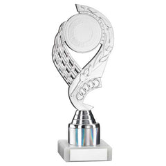 SILVER 'OLYMPIC' HOLDER ASSEMBLED ON MARBLE (2" CEN/1" TUBE) - 8in