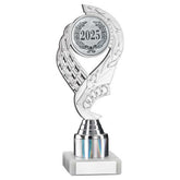 SILVER 'OLYMPIC' HOLDER ASSEMBLED ON MARBLE (2" CEN/1" TUBE) - 8in - Optimum Teamwear