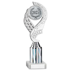 SILVER 'OLYMPIC' HOLDER ASSEMBLED ON MARBLE (2" CEN/2" TUBE) - 9in