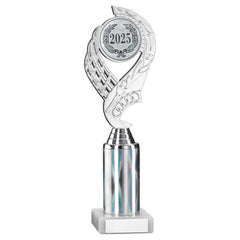 SILVER 'OLYMPIC' HOLDER ASSEMBLED ON MARBLE (2" CEN/3" TUBE) - 10in