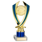 GOLD/BLUE 'DIAMOND' HOLDER ASSEMBLED ON MARBLE (2" CEN/1" TUBE) - 7.75in - Optimum Teamwear