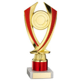 GOLD/RED 'DIAMOND' HOLDER ASSEMBLED ON MARBLE (2" CEN/1" TUBE) - 7.75in - Optimum Teamwear