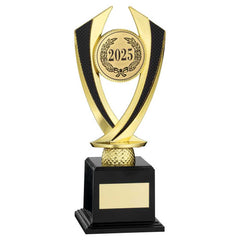 GOLD/BLACK 'DIAMOND' HOLDER ON BASE (2in CENTRE) - 8.75in