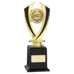 GOLD/BLACK 'DIAMOND' HOLDER ON BASE (2in CENTRE) - 9.75in