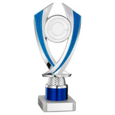 SILVER/BLUE 'DIAMOND' HOLDER ASSEMBLED ON MARBLE (2" CEN/1" TUBE) - 7.75in - Optimum Teamwear