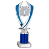 SILVER/BLUE 'DIAMOND' HOLDER ASSEMBLED ON MARBLE (2" CEN/2" TUBE) - 8.75in - Optimum Teamwear