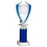 SILVER/BLUE 'DIAMOND' HOLDER ASSEMBLED ON MARBLE (2" CEN/3" TUBE) - 9.75in - Optimum Teamwear