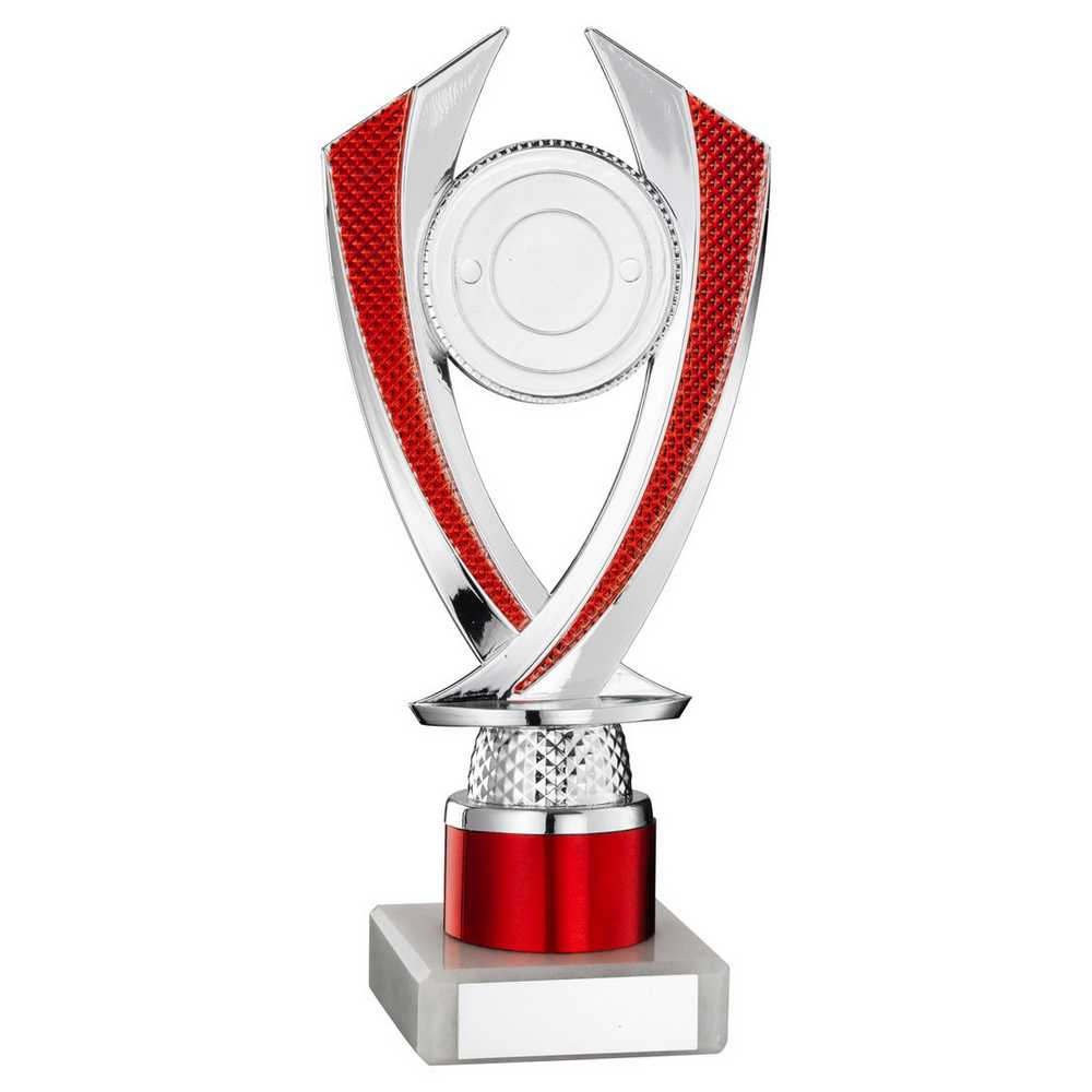 SILVER/RED 'DIAMOND' HOLDER ASSEMBLED ON MARBLE (2" CEN/1" TUBE) - 7.75in - Optimum Teamwear