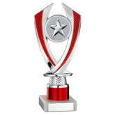 SILVER/RED 'DIAMOND' HOLDER ASSEMBLED ON MARBLE (2" CEN/1" TUBE) - 7.75in - Optimum Teamwear